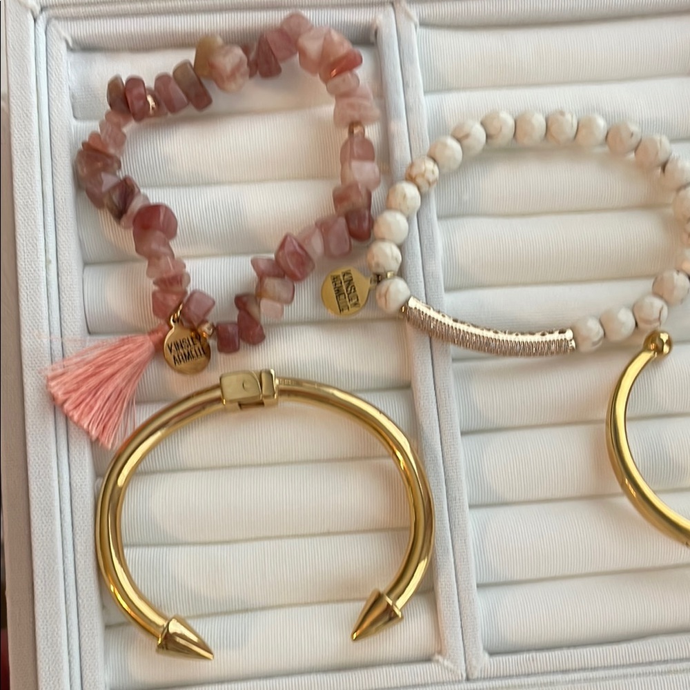 Kinsley Armelle Gold and Pink Stone Bracelet Set